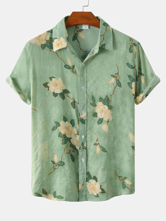 Chemise d'été à fleurs douces pour hommes avec imprimé floral et tissu léger








