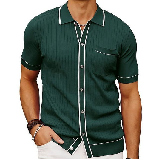 Chemise estivale pour homme style old money avec col classique et finitions contrastées








